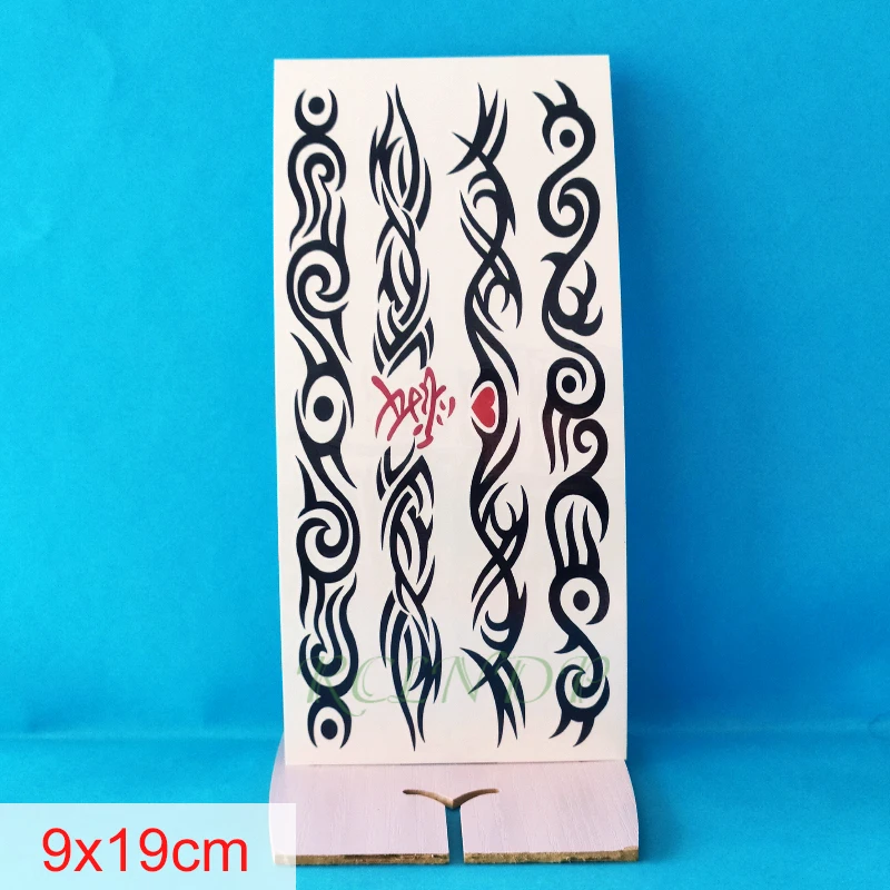 Водостойкая Временная тату-наклейка китайская любовь сердце тотем браслет