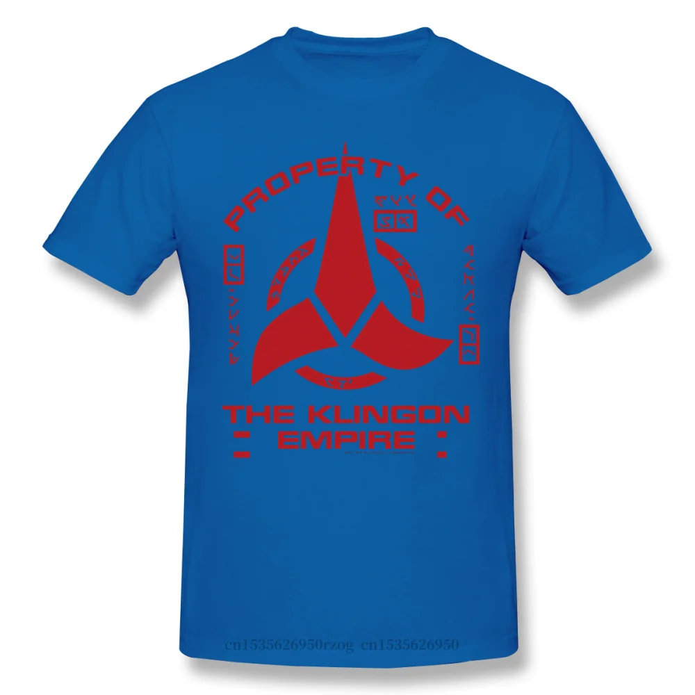 

Men Anime Star Trek Science FictionTV Series T-Shirt Discovery Property Of Klingon Empire Red Pure Cotton Tees Harajuku TShirt