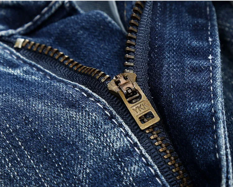 

Good quality men's ripped jeans men's fashion beggar men's jeans slim fit elastic jeans pants straight through