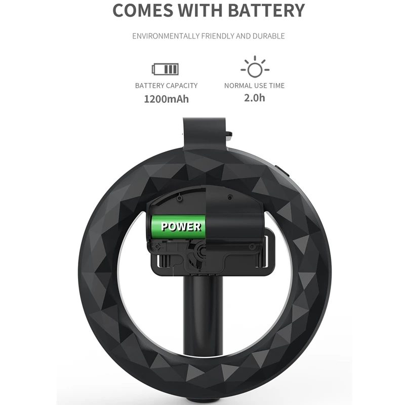 

Roreta Wireless Bluetooth Selfie Stick Handheld Foldable Extendable Remote Shutter Tripod With 6 inch LED Ring Photography Light