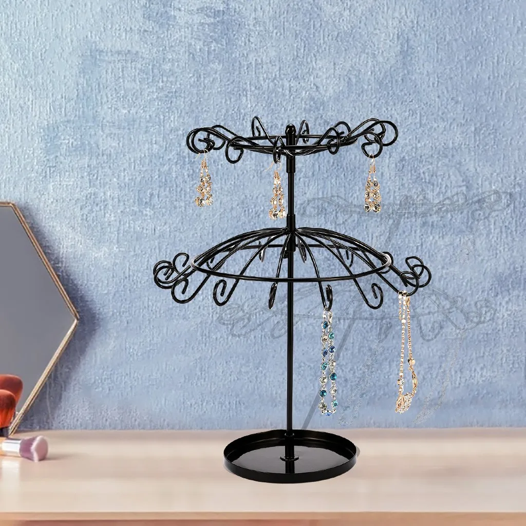 Flower Umbrella Jewelry Storage Earrings Necklace Rack Storage Display Stand Living Room Tabletop Hanging Holder Accessories