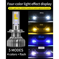 1 pair four colorsflash led car headlight 10000lm auto led h4 h1 h3 h7 h8 h9 h11 h16 9005 hb3 9006 9012 hb4 3000k 6000k 10000k