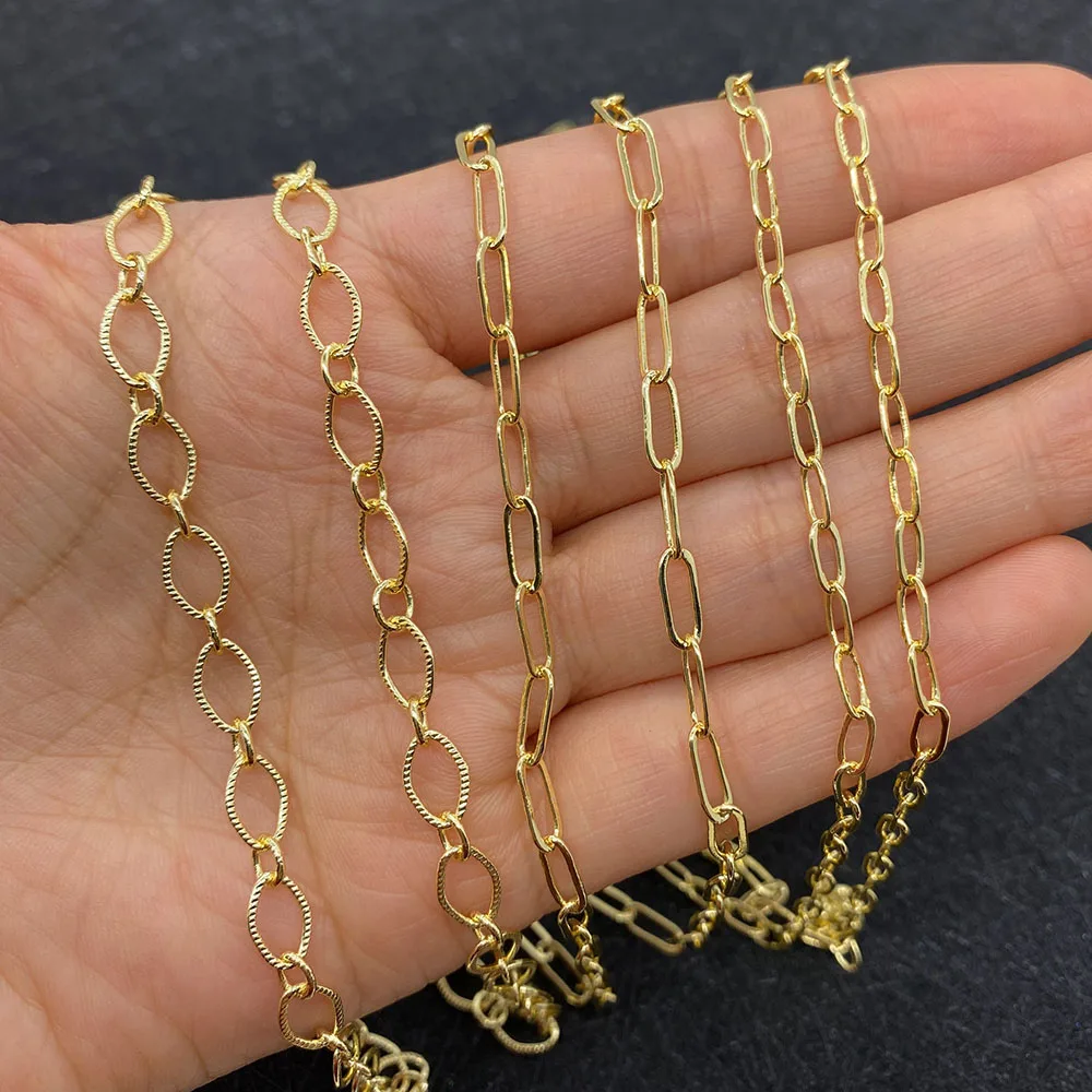 

Golden Handmade Chain Texture Multi-specification Fashion Charm Small Ring DIY Necklace Bracelet Jewelry Accessories 1 Meter