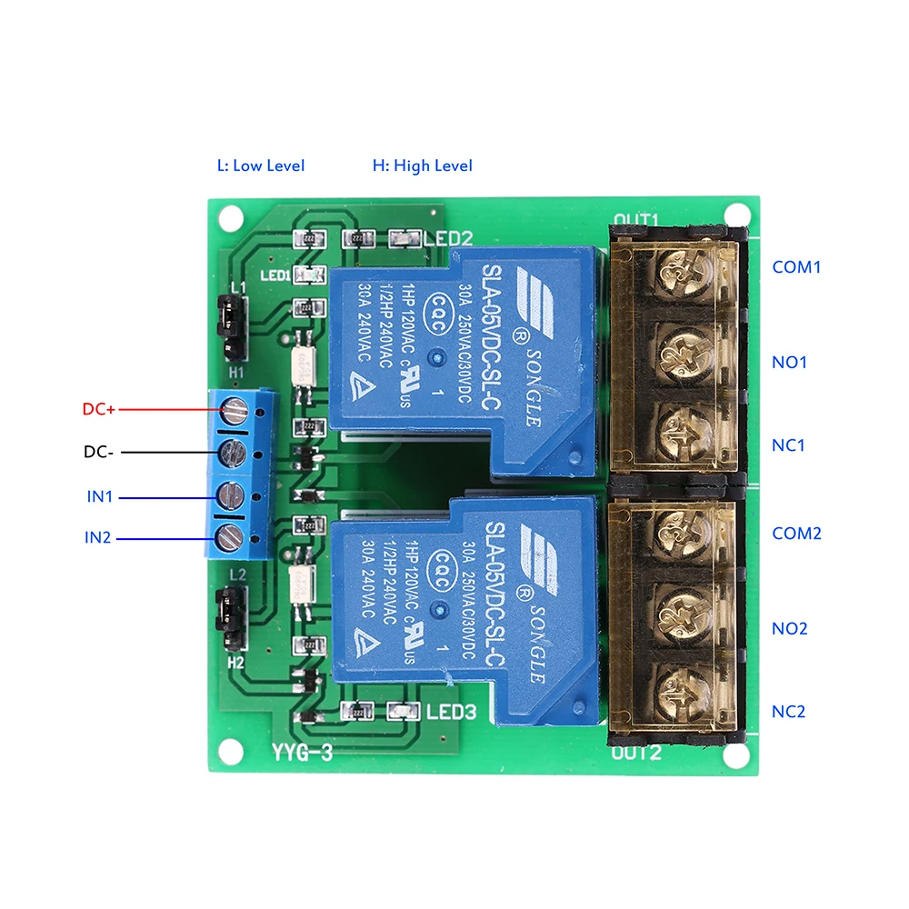2 х канальный DC 5 V/12 V/24 V 30A релейных платов модульный оптрон изоляции