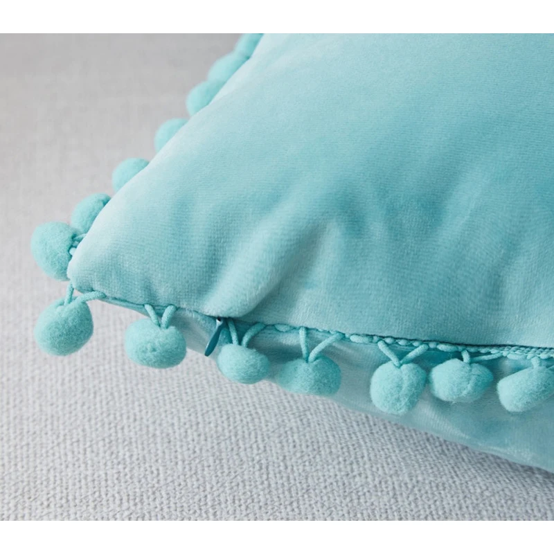 Домашний Декоративный квадратный чехол для подушки кружевной с шариками мягкий