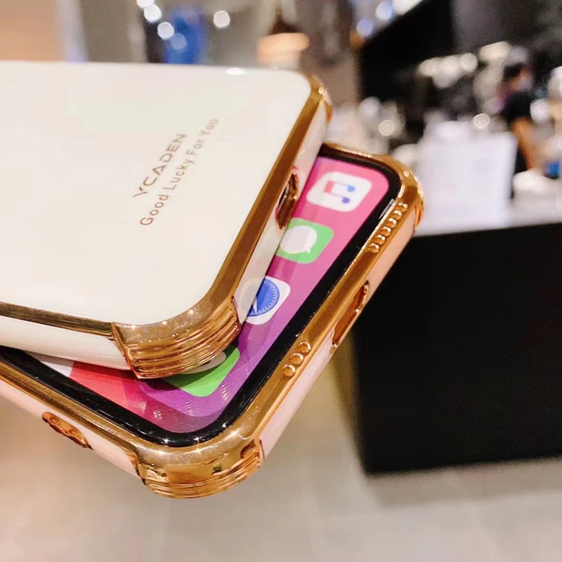 

Luxury Gold Plated Electroplated Silicone Case For iPhone 12Pro case XR XS Max 7 8Plus 11Pro Fashion Cell Phone Protective Cover