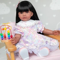 24 inch silicone girl with princess dress 60cm cute rebirth dolls set with black skin children gifts