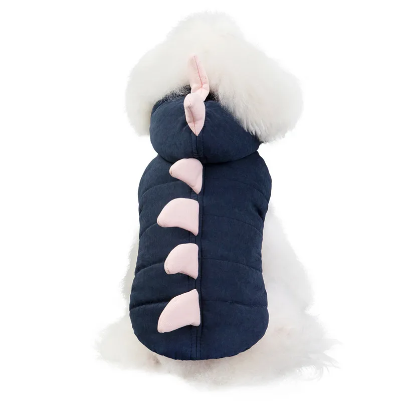 

Хлопковое пальто с капюшоном в форме динозавра для щенка, Зимняя Толстая теплая куртка для собаки, французский стиль, для маленьких и средни...