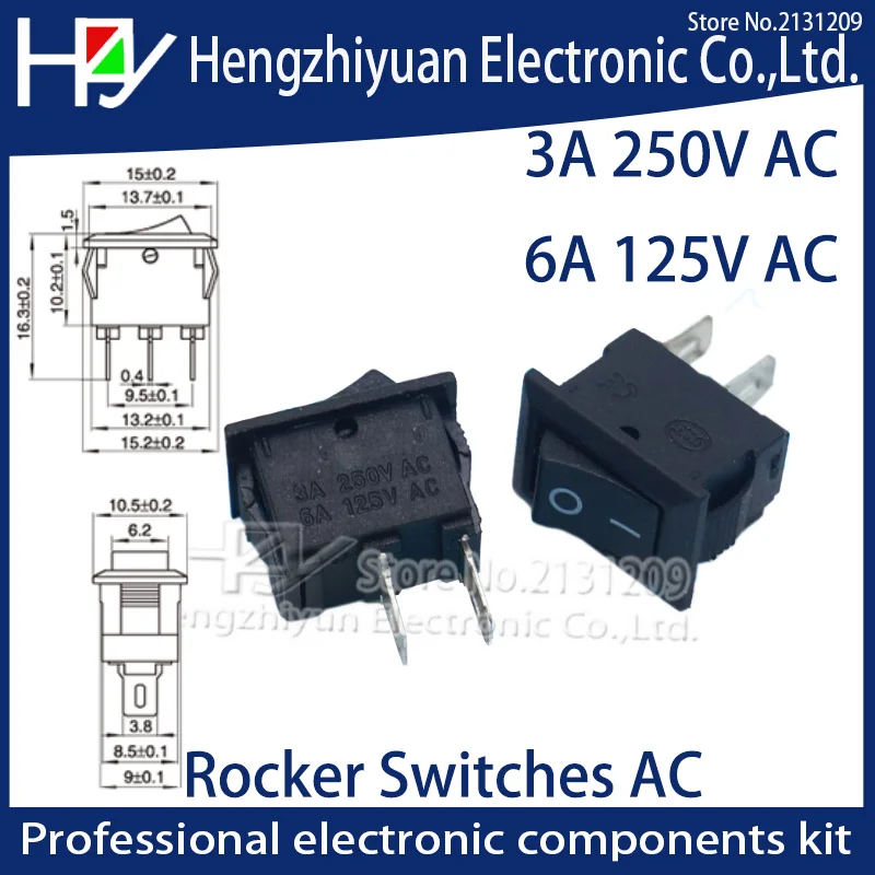 Hzy 15 шт./лот 10*15 мм SPST 2PIN переключатель включения/выключения лодки 3A/250V Приборная панель автомобиля грузовик RV ATV Home