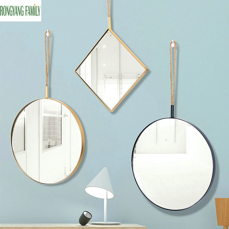 Скандинавский HD зеркало домашний Настенный декор для макияжа круглое с