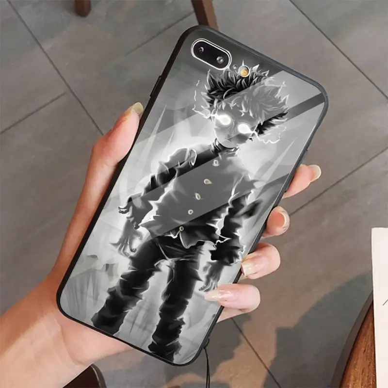 

Japan Anime Mob Psycho 100 Phone Case Tempered glass For iphone 5C 6 6S 7 8 plus X XS XR 11 PRO MAX