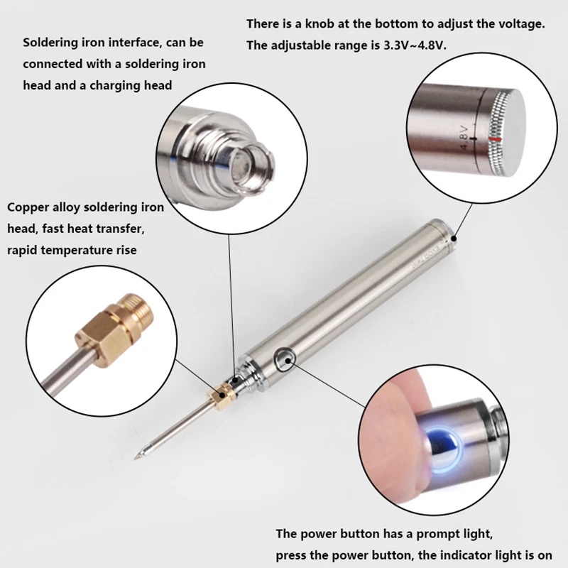

Mobile Phone Kit 5V 8W Soldering Iron Wireless Charging Soldering Iron Mini Portable Battery with USB Soldering Tool