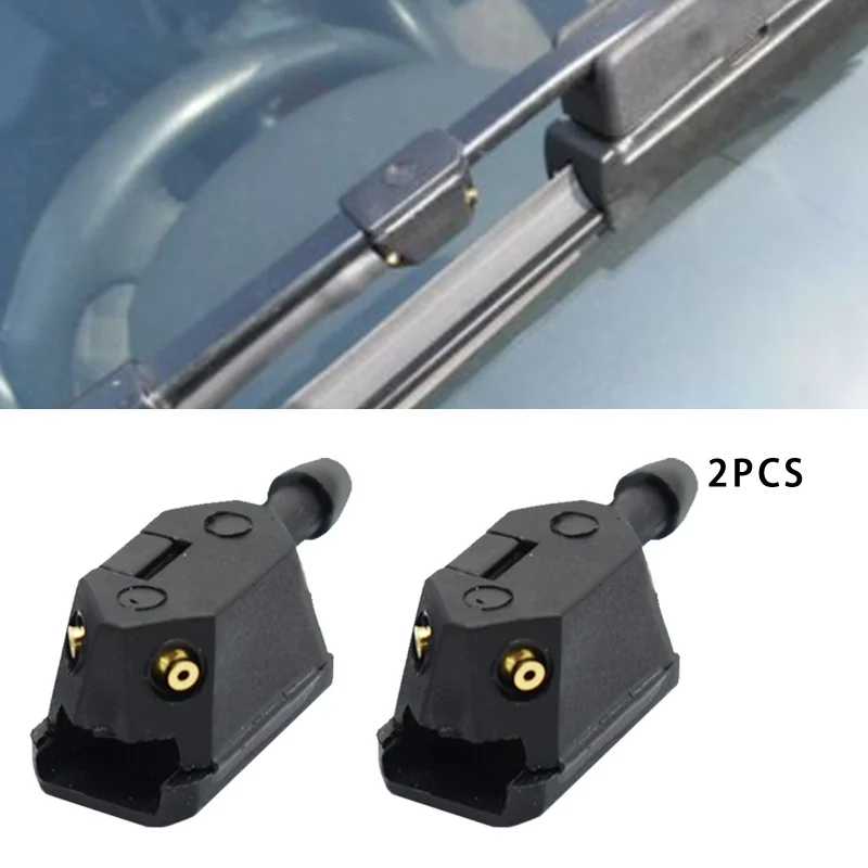 

2pcs Universal Black Car Arm Windscreen Washer Wiper Blade Water Spray Jets Nozzle Replacement Automobiles Accessories New 2021