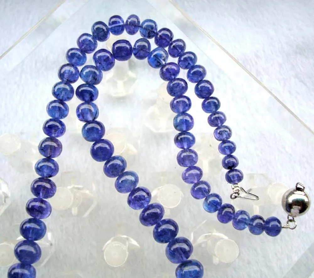 Бесплатная доставка ожерелье с натуральными бусинами танзанита Женские