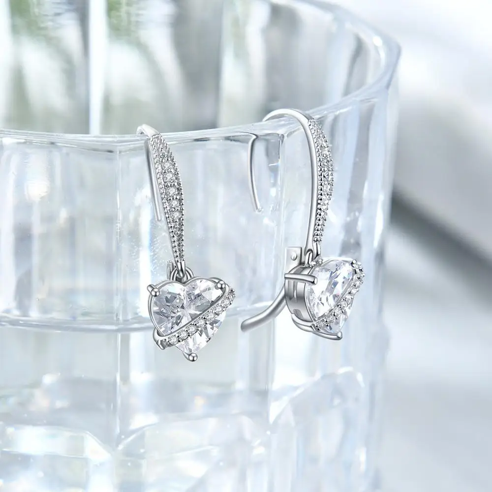 Серьги-подвески E Heart из настоящего серебра 925 пробы женские изящные висячие