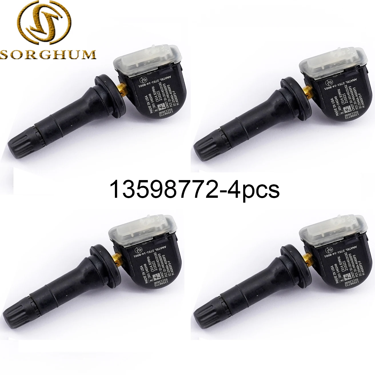 

4PCS 13598772 13598771 TPMS Tire Pressure Monitor Sensor 315MHZ For GMC Acadia Buick Enclave Chevrolet Cadillac Ats Cts