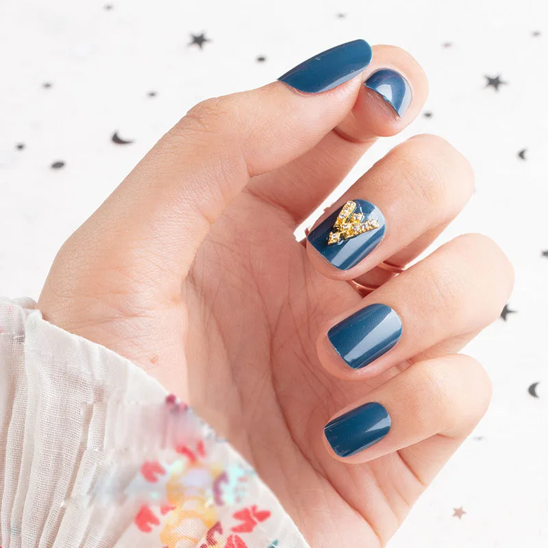 24 шт. накладные ногти с синими бриллиантами|Накладные ногти| |