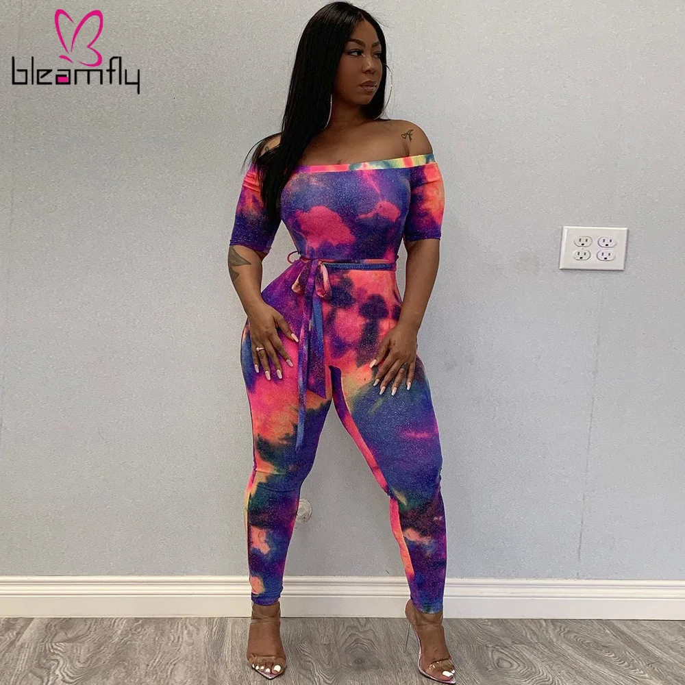 Женский Летний комбинезон с принтом Галактики длинным рукавом бодикон