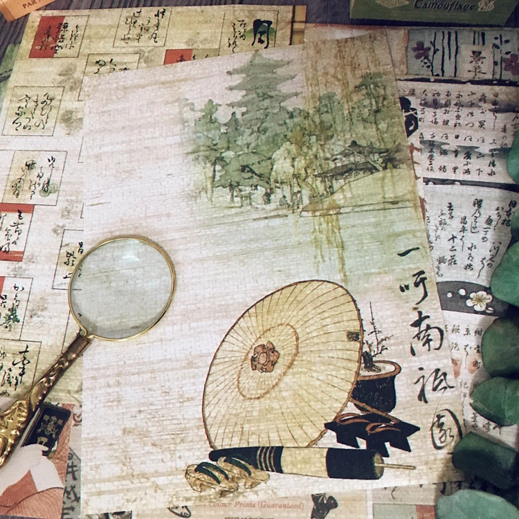 

8Pcs/Bag Vintage A5 Japanese Edo Period BG Sticker DIY Craft Scrapbooking Album Junk Journal Planner Decorative Stickers