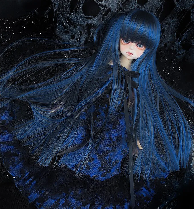 BJD парик для 1/3 1/4 Seductie синий черный длинный парик кукольные волосы 22-23 см 18-18,5 см BJD SD MSD Dollfie кукла
