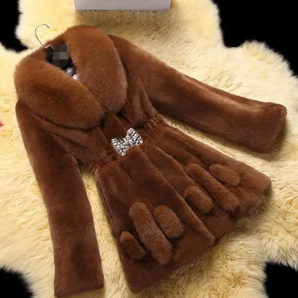 6XL Large Size Women's Fur Coat 2019 Winter New Women Artificial Fox Long Section Leisure Mink DF868 | Женская одежда