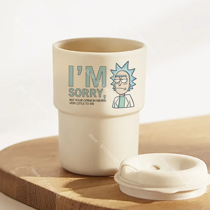 

Rick Hand-painted Coffee Mugs Portable Practical Reusable Non-slip Drinking Ware Mug simple Tea Coffee Cups