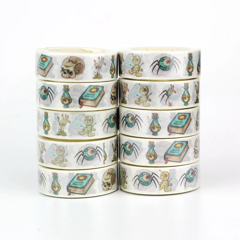 

NEW 10pcs/Lot Decorative Hand Drawn Halloween Element Washi Tapes Scrapbooking Adhesive Masking Tape Cute Stationery
