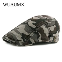 wuaumx spring summer beret hats men women washed cotton forward cap camouflage beret cap casual flat peaked caps visor wholesale