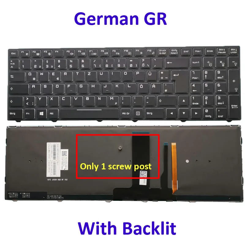Original Colourful Backlit Keyboard For Gigabyte Sabre 15 Sabre 17 CVM15F26D0J430J3 6-80-N85K0-07A-1 German GR Black Frame