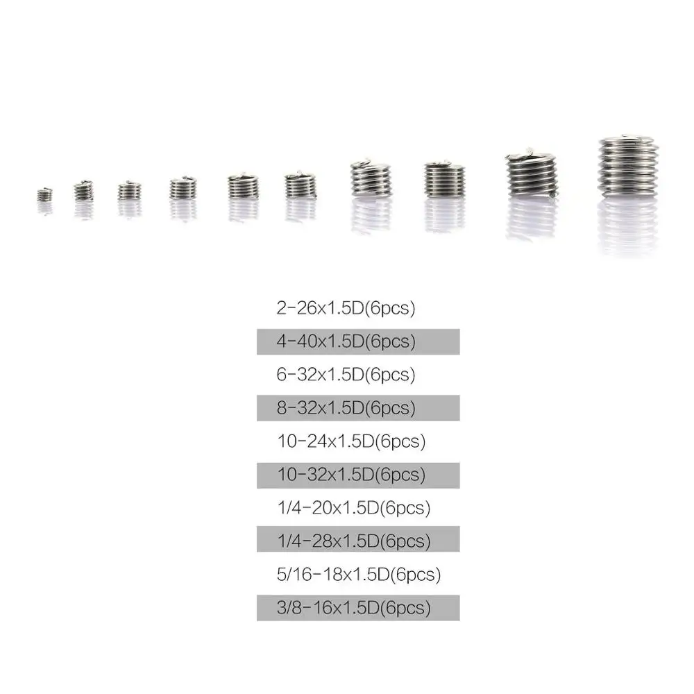Набор резьбовых вставок 60 шт./компл. набор из нержавеющей стали 304 комплект для