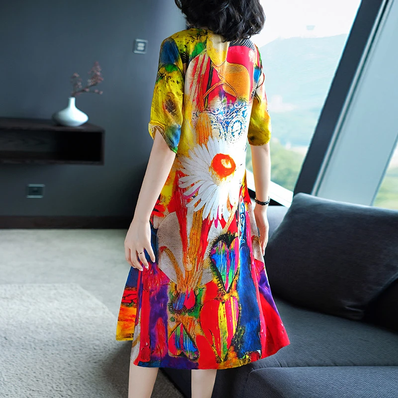 2020 женское Летнее шелковое платье пляжные платья в цветочек модное вечернее с