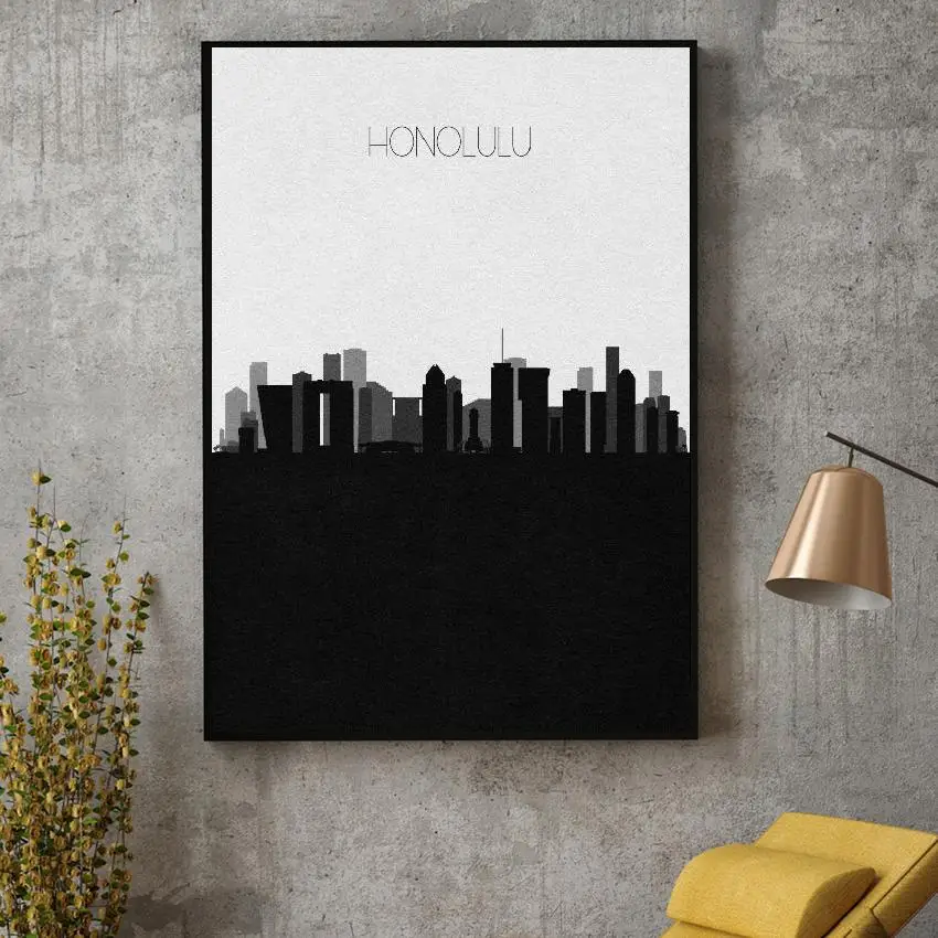 

Honolulu Skyline Canvas Art Print Wall Poster Living Room Decoration No Frame