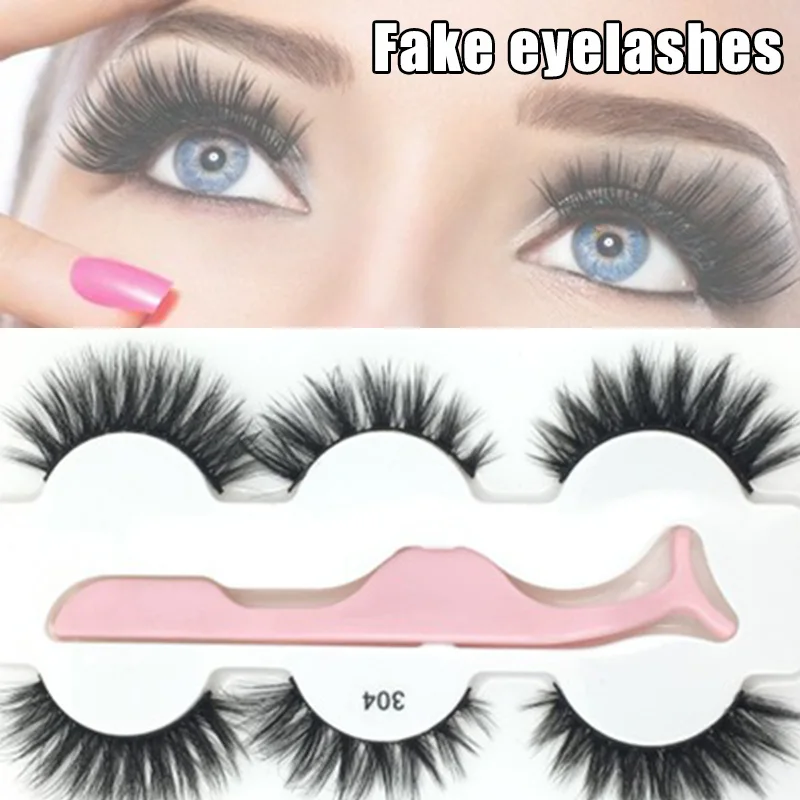 Оптовая продажа 3D поддельные ресницы длинные природа пушистый объем крест