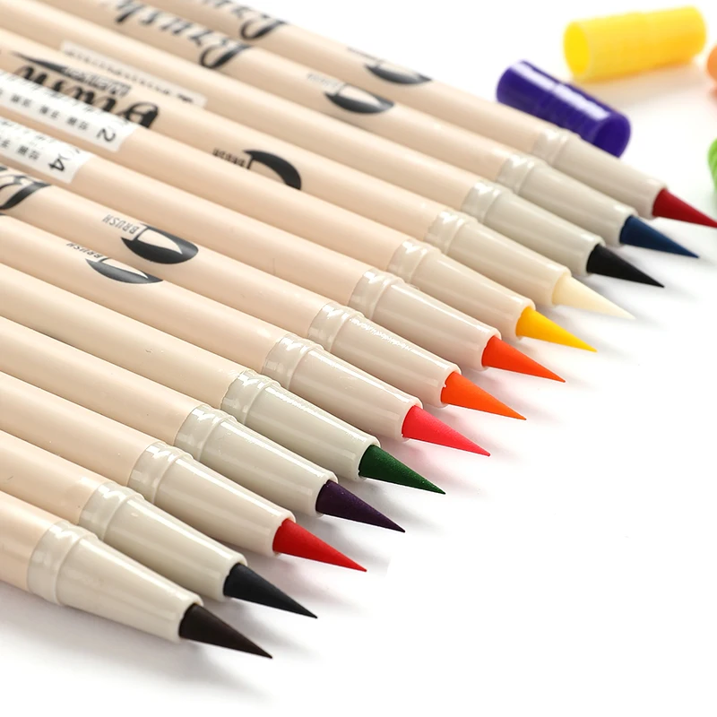 Набор акварельных ручек с кисточкой двусторонних маркеров-кистей для растушевки