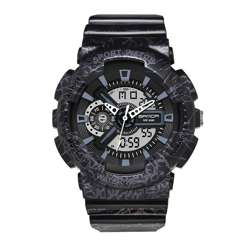 Цифровые часы с двумя часовыми поясами, многофункциональные спортивные часы для мужчин и женщин, светящиеся водонепроницаемые мужские эле... от AliExpress WW