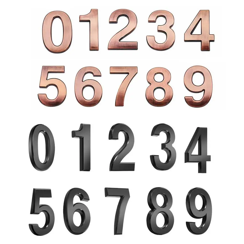 Bronze 3D Mailbox Numbers 0-9 Self-Adhesive Number Decal Address Number Sign For House Mailbox Offices Streets Cars Home Decor