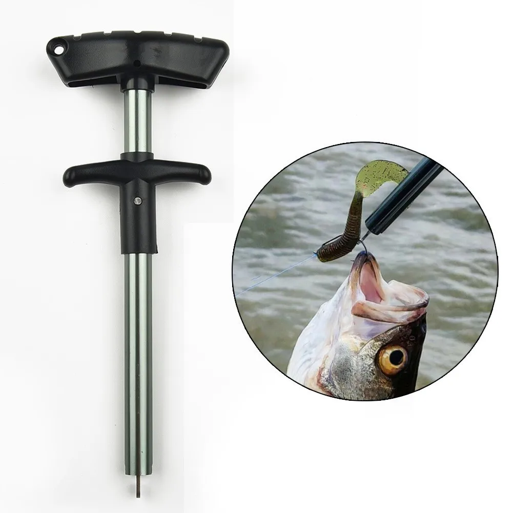 

1PC Lightweight Easy Fishing Lure Remover Hook Remover Puller Detacher Lanyard Disgorger Tool T- Handle Black Fishing Accessory