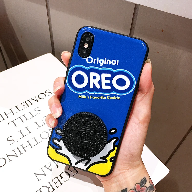 Милые 3D силиконовые чехлы для телефонов Oreo с изображением молочного кофе сэндвич