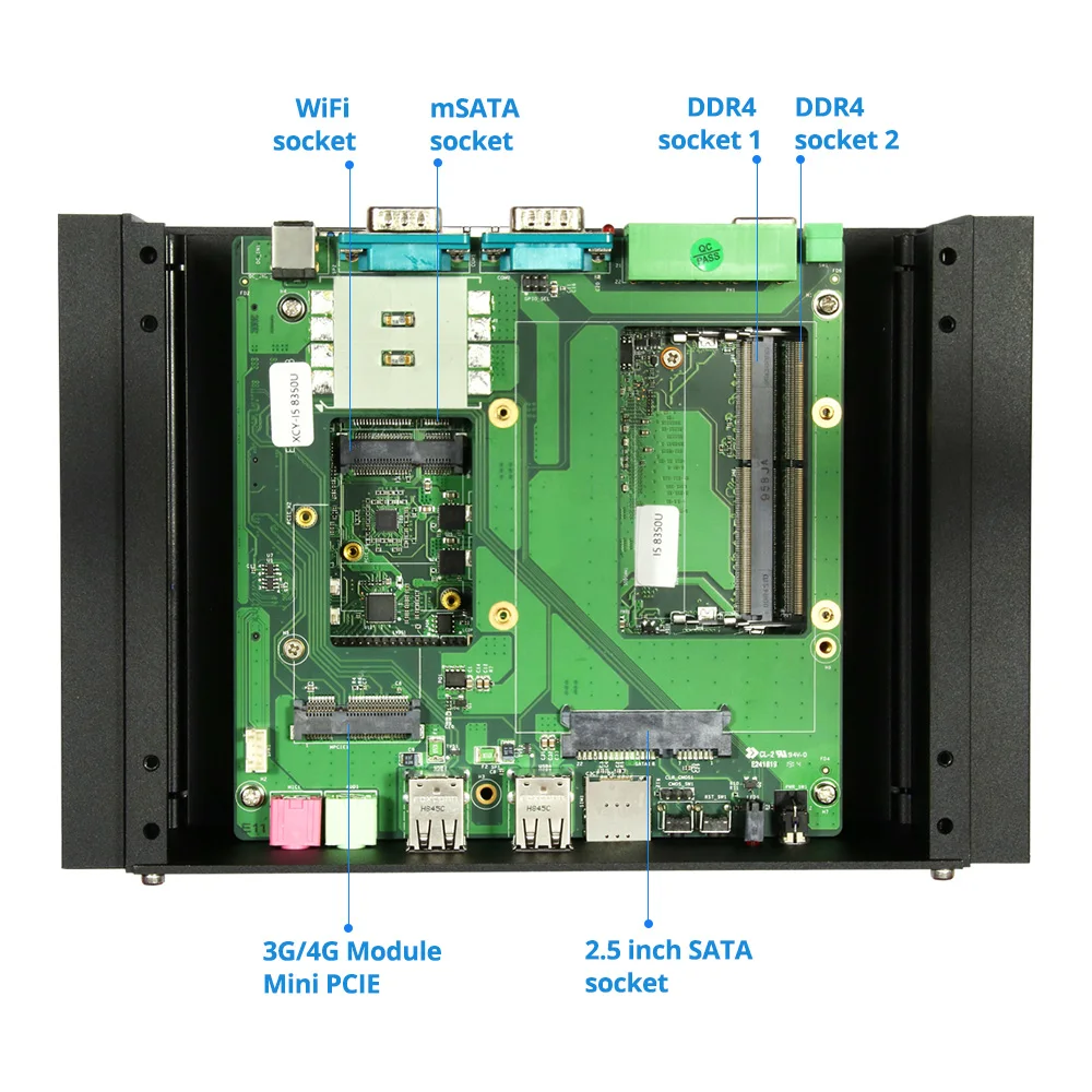 Мини ПК Core i5 8350U 7200U i7 7500U DDR4 ram 2* RS485/232 2* LAN HDMI VGA wifi Windows Linux неттоп безвентиляторный мини компьютер