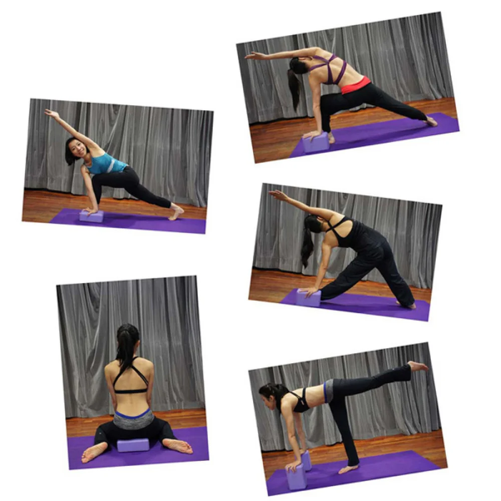 

2pcs Yoga Pilates EVA Block Bricks Home Exercise Tool Stretching Aid (Purple)