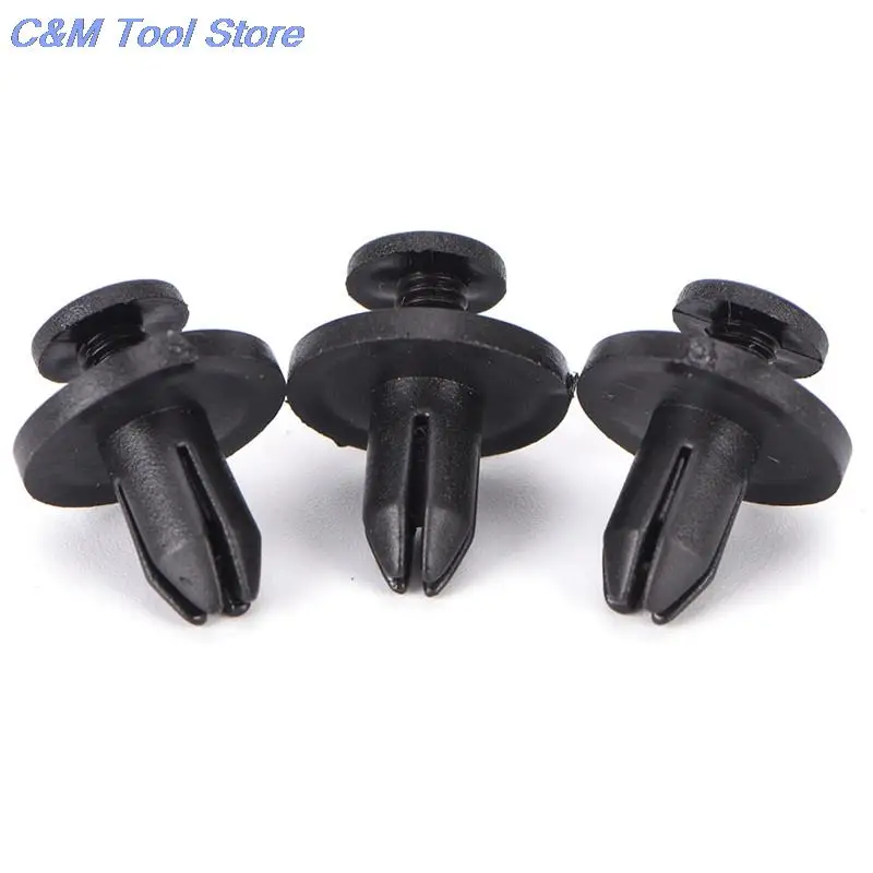 

New 50pcs 6 mm r Push Black Plastic Clips Fasteners Auto Car Bumper Fender Retaine