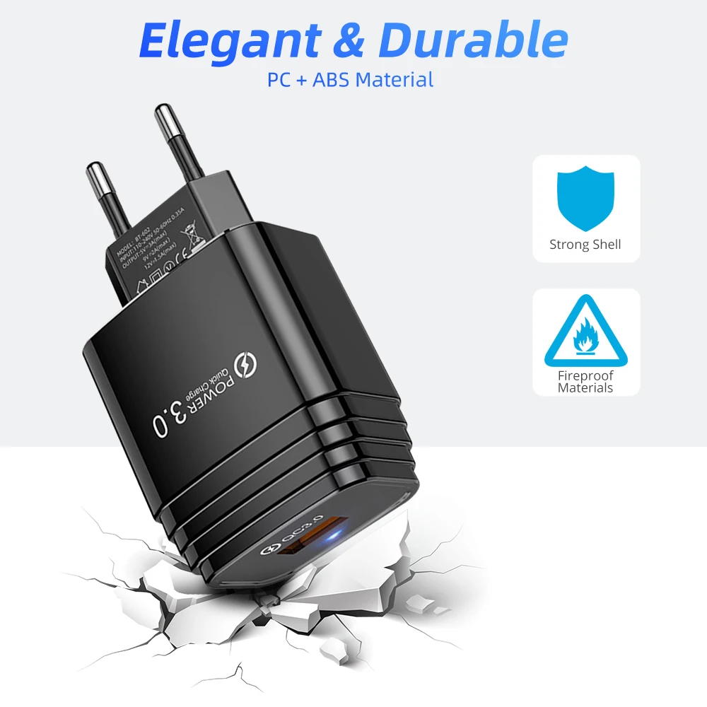 ANMONE Quick Charge 3 0 18 Вт QC 2 быстрое зарядное устройство USB портативное для телефона