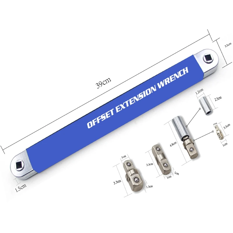 

Ratchet Extension Wrench, Multi Function High-carbon Steel Extender Adaptor 1/4" 3/8" 1/2" Hand Torque Gear Socket Nut Tools Set
