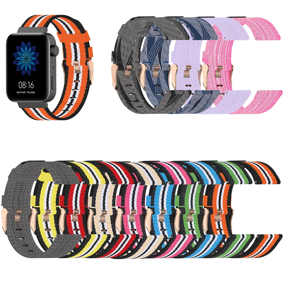 Нейлоновый ремешок для наручных часов для Amazfit/Xiaomi умные часы спортивный ремешок для часов для samsung/huawei/LG/Полар-флиса зажечь модный браслет 18 мм/20 мм/22 мм ремешок