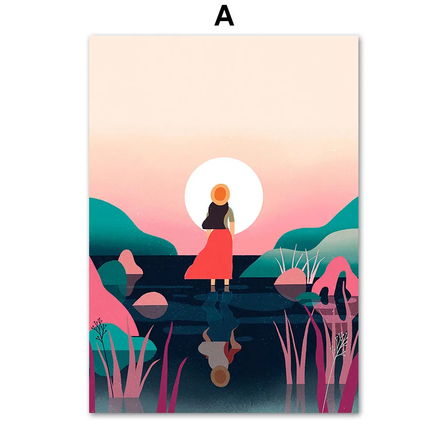 Настенная картина с изображением Человека машины девочки дома заката