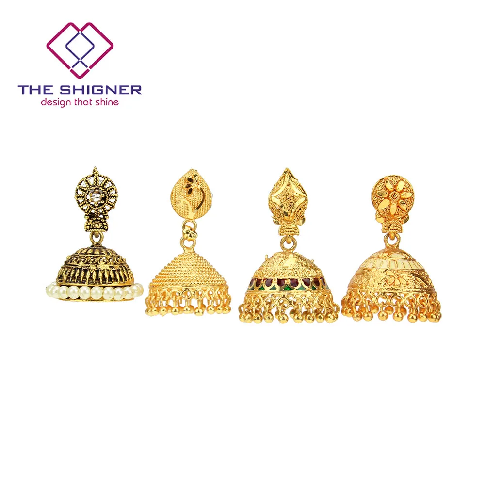 THE SHIGNER античные этнические индийские Золотые птичьи клетки Jhumka Jhumki серьги индийские классические племенные традиционные висячие серьги ювелирные изделия