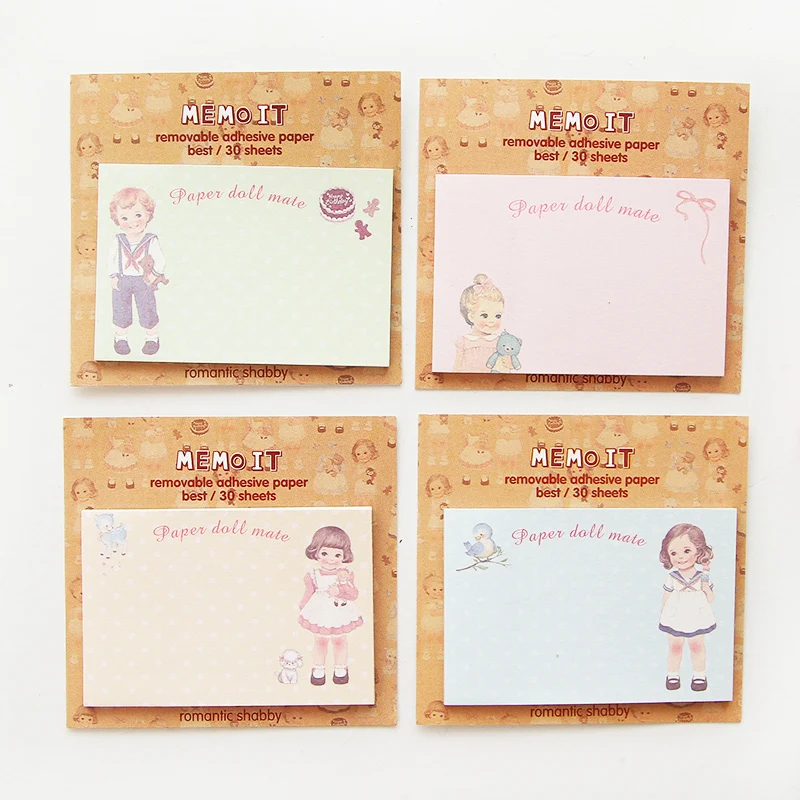 

3pcs Paper doll mate Memo pad set Post sticky notes Removable adhesive paper cute stationery material School supplies F651