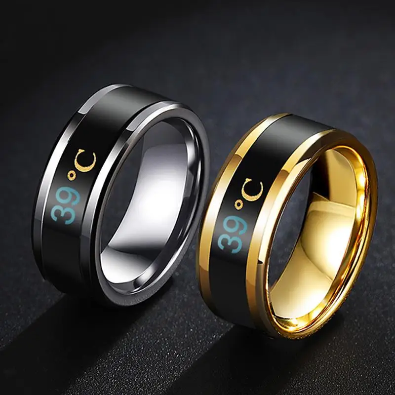 

Fashion Smart Sensor Body Temperature Ring Stainless Steel Fashion Display Real-time Temperature Test Finger Rings
