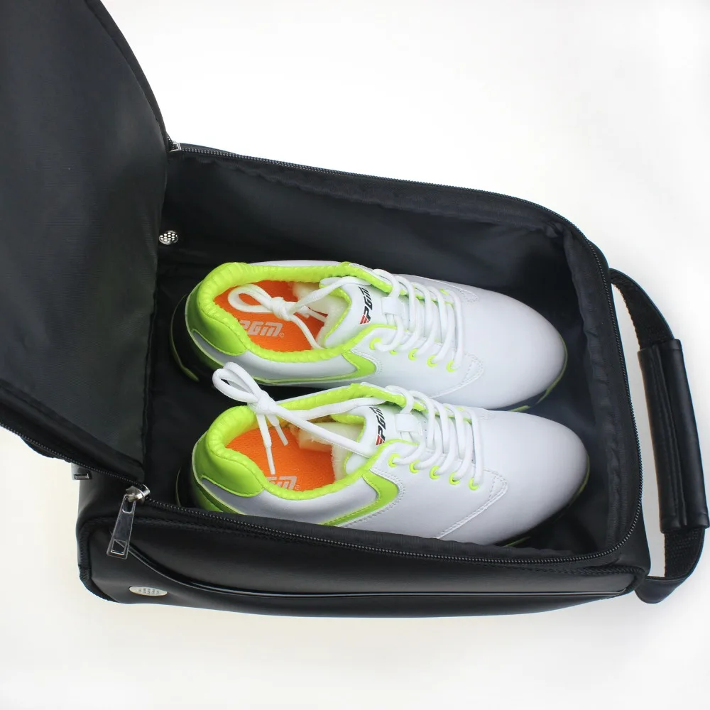Фото CRESTGOLF Women And Men's Golf Shoes Bag PU Leather Waterproof Portable Golf Sports Shoes Bag №2