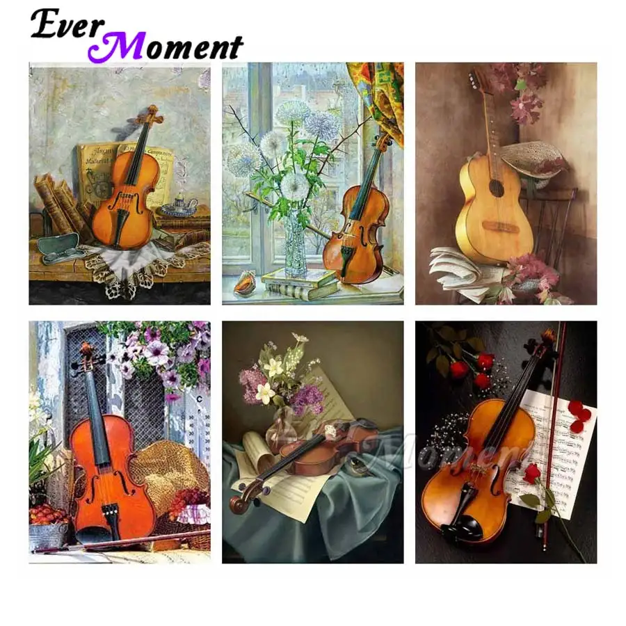 

Набор для алмазной живописи с изображением скрипки и цветов